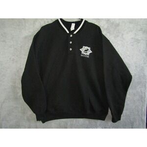 Black Moose Graphic Henley Sweatshirt Pullover Mens XL Cotton Polyester